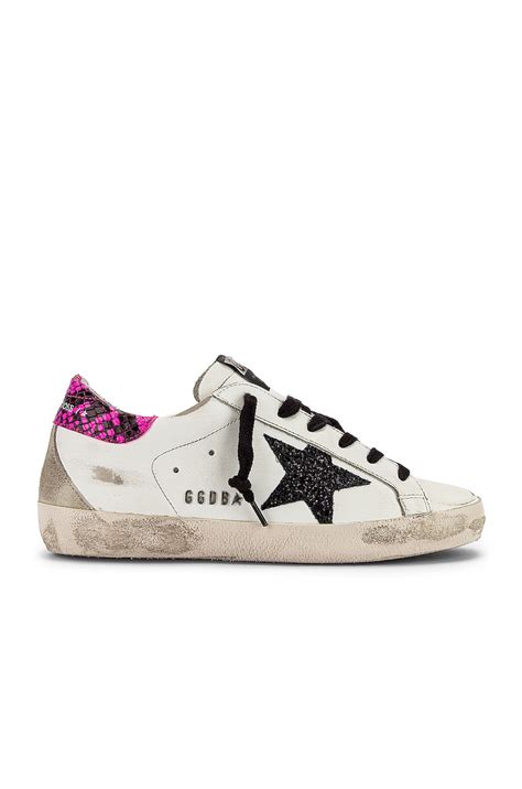 Golden Goose Superstar Sneaker in White, Fuchsia Python.